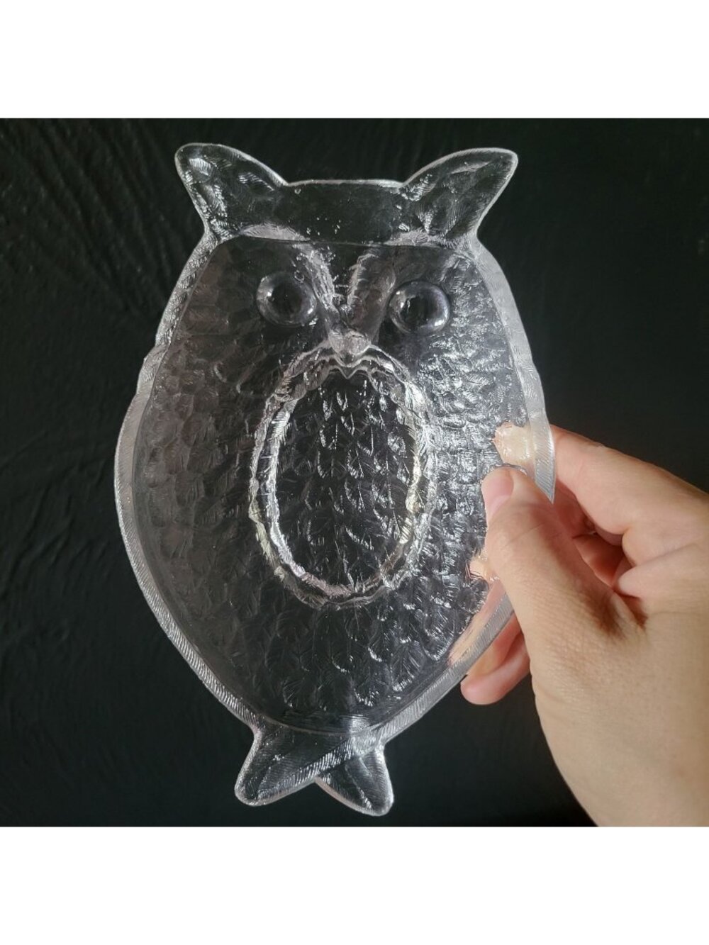 Antique 1880s EAPG Central Glass Co. Owl Pickle Dish Clear Glass